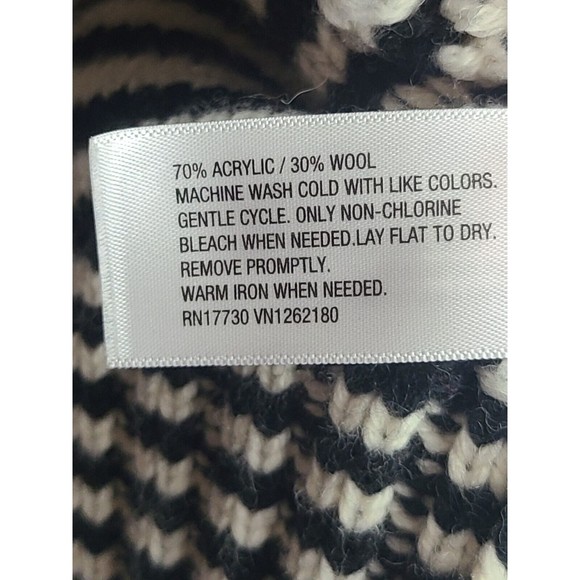 Merona Women's (M) Black & White Stripe Open Front Shaw Collar Sweater Cardigan - Picture 8 of 8